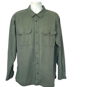 Filson Shirt Mens Size XL Chest Pockets Button Up 100% Cotton Balsam Green